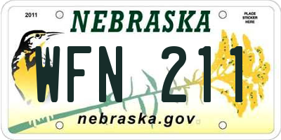 NE license plate WFN211