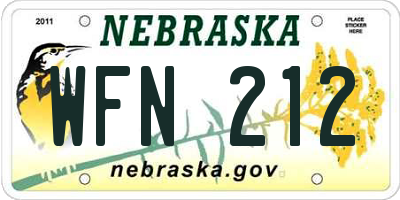 NE license plate WFN212