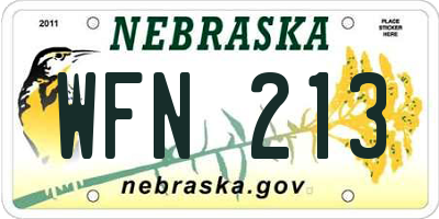 NE license plate WFN213