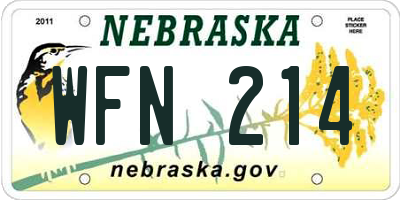 NE license plate WFN214