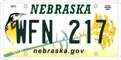 NE license plate WFN217