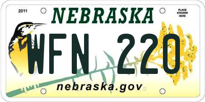 NE license plate WFN220