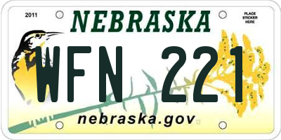 NE license plate WFN221