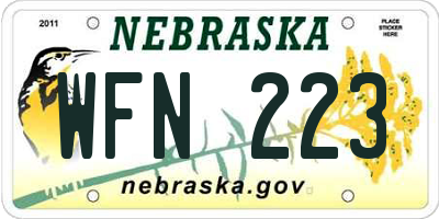 NE license plate WFN223