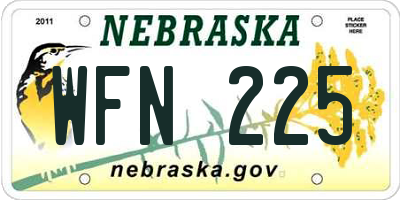 NE license plate WFN225