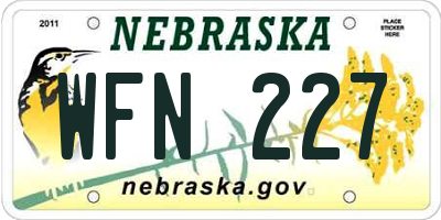 NE license plate WFN227