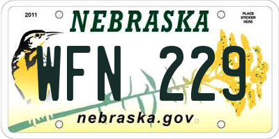 NE license plate WFN229