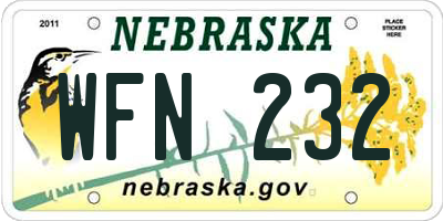 NE license plate WFN232