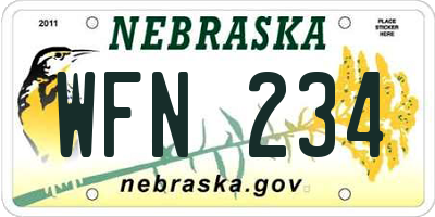 NE license plate WFN234
