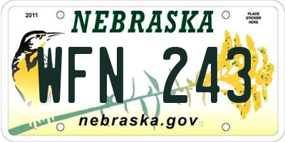 NE license plate WFN243