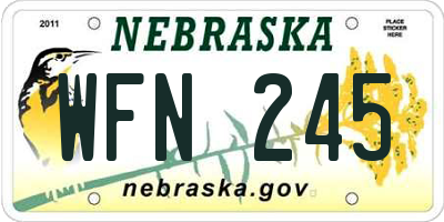 NE license plate WFN245