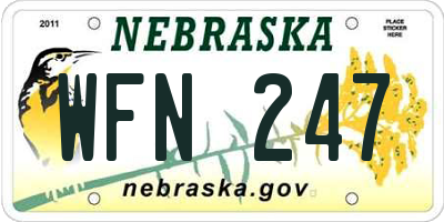 NE license plate WFN247
