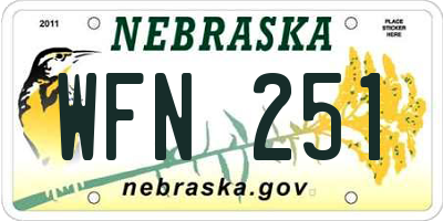 NE license plate WFN251