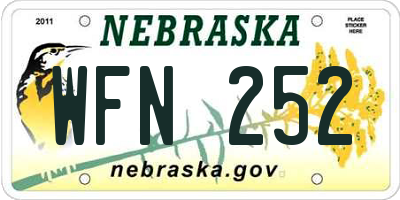NE license plate WFN252