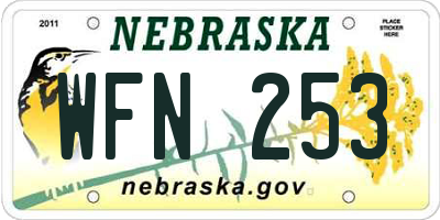 NE license plate WFN253