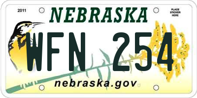 NE license plate WFN254