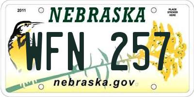 NE license plate WFN257