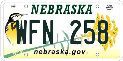 NE license plate WFN258