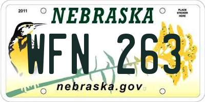 NE license plate WFN263