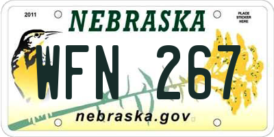 NE license plate WFN267