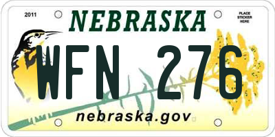 NE license plate WFN276