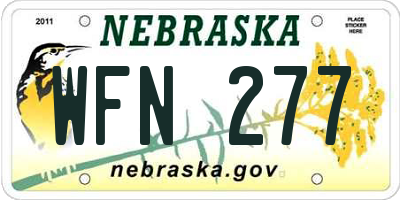 NE license plate WFN277