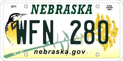 NE license plate WFN280