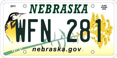 NE license plate WFN281