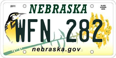 NE license plate WFN282