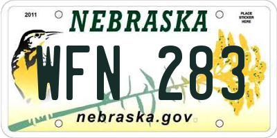 NE license plate WFN283