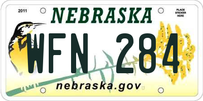 NE license plate WFN284