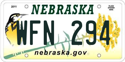NE license plate WFN294