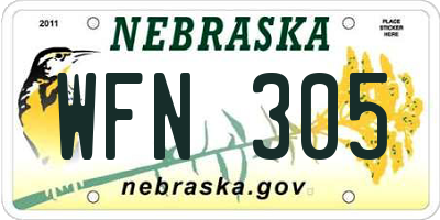 NE license plate WFN305