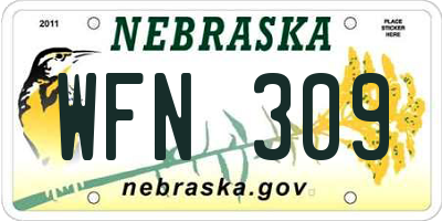 NE license plate WFN309