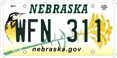 NE license plate WFN311