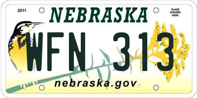 NE license plate WFN313