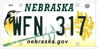 NE license plate WFN317