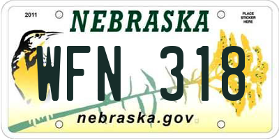 NE license plate WFN318
