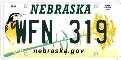 NE license plate WFN319