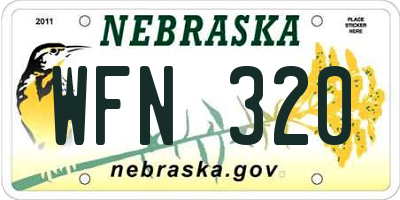 NE license plate WFN320