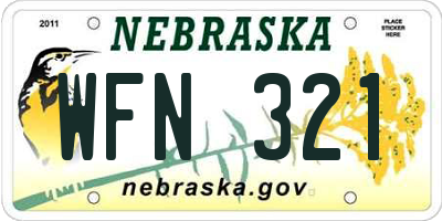 NE license plate WFN321
