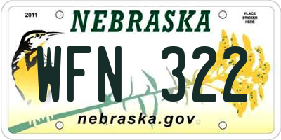 NE license plate WFN322
