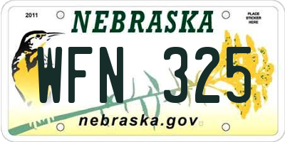NE license plate WFN325