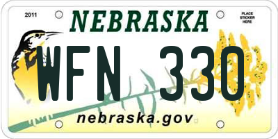 NE license plate WFN330