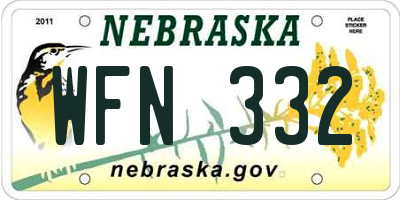 NE license plate WFN332