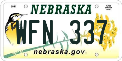 NE license plate WFN337