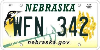 NE license plate WFN342