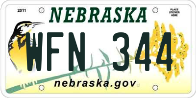 NE license plate WFN344