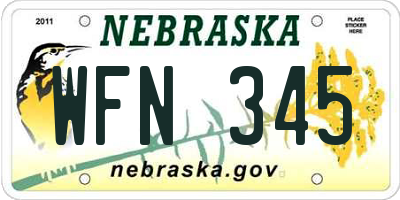 NE license plate WFN345
