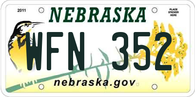 NE license plate WFN352